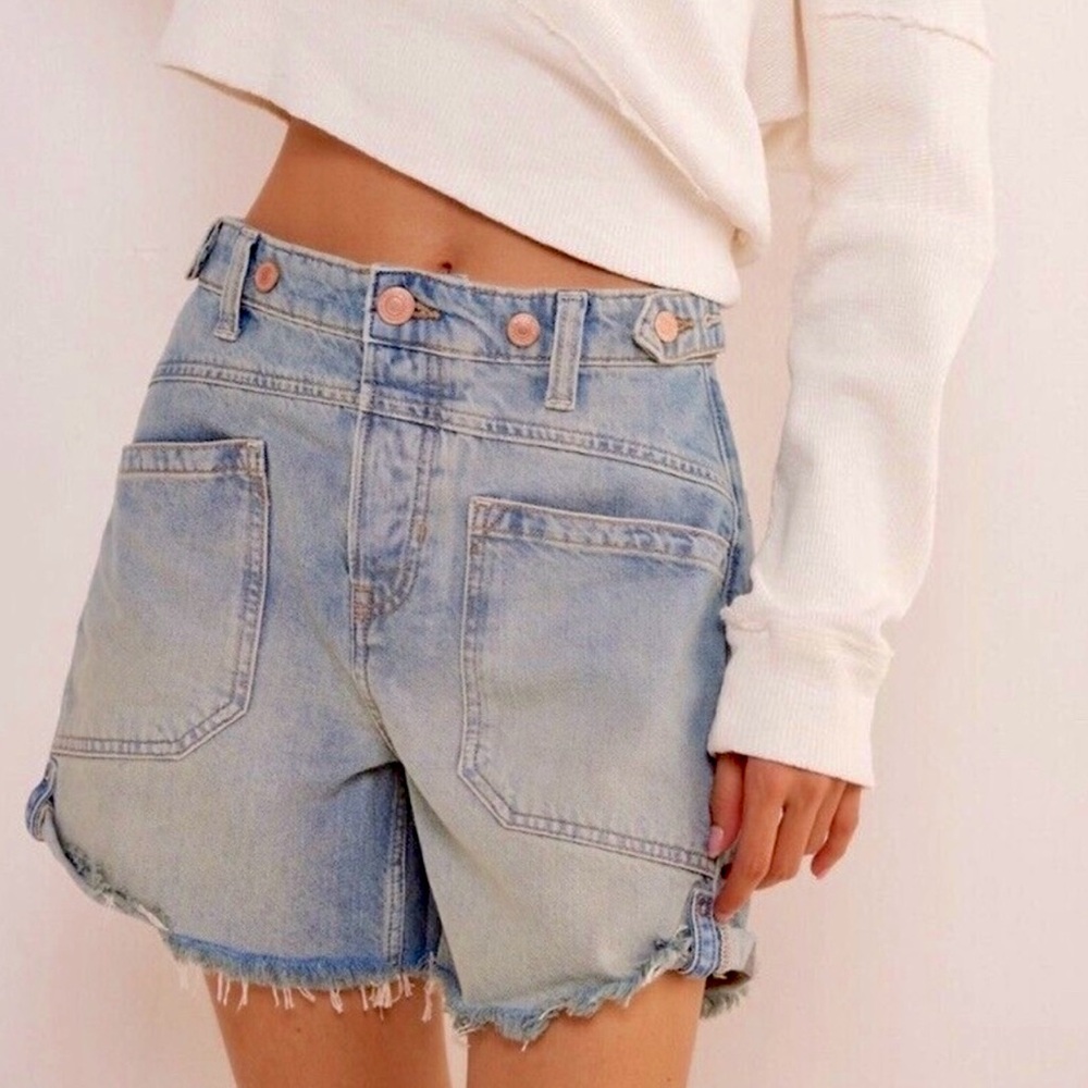Free People Blue Jean Shorts with Relaxed Fit